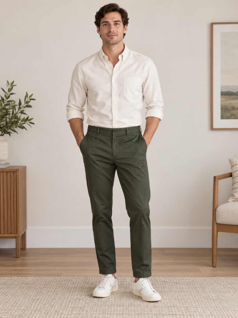 Brooks Brothers Clark Lightweight Advantage Chino Pants 32x30 Olive Green Cotton